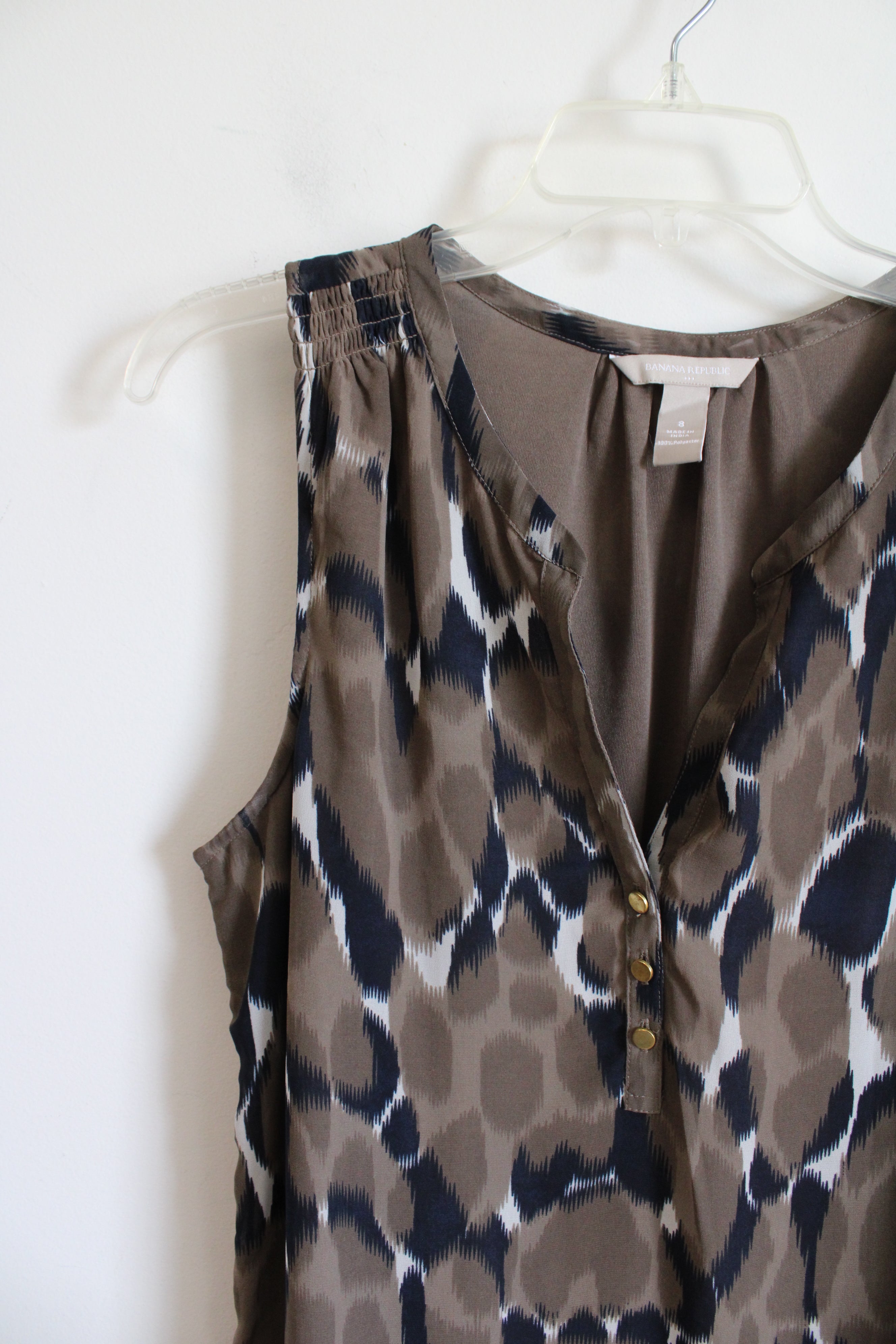 Banana Republic Brown Patterned Sleeveless Dress | 8 (MED)