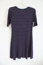 Old Navy Ribbed Red & Gold Striped Navy Dress | L