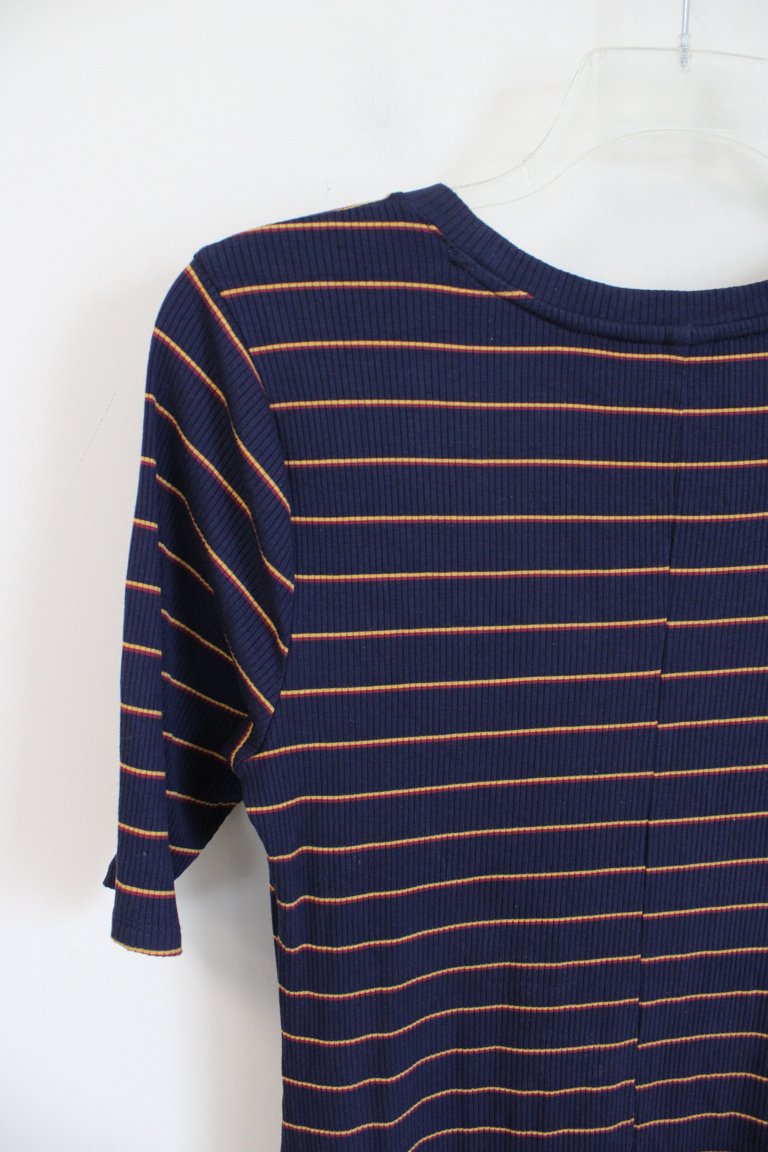 Old Navy Ribbed Red & Gold Striped Navy Dress | L