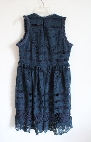 Geode Dark Teal Crochet Overlay Dress | 1X