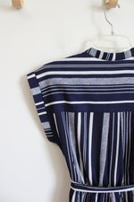 Monteau Blue Striped Midi Dress | M