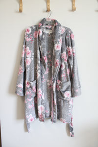 Laura Ashley Gray and Pink Floral Bathrobe | L/XL