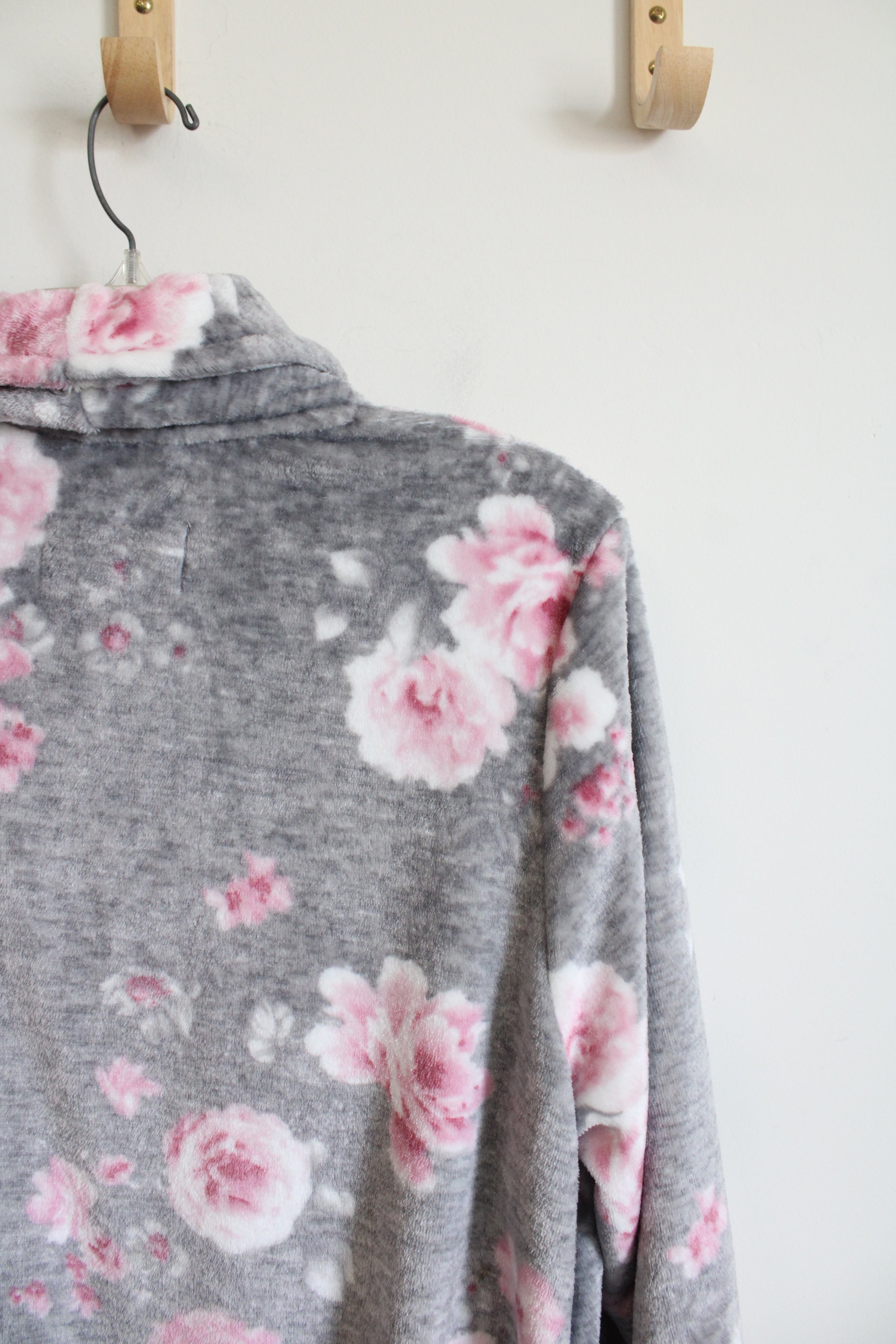 Laura Ashley Gray and Pink Floral Bathrobe | L/XL