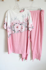 Pink & White Floral Top & Pants Set | 3XL