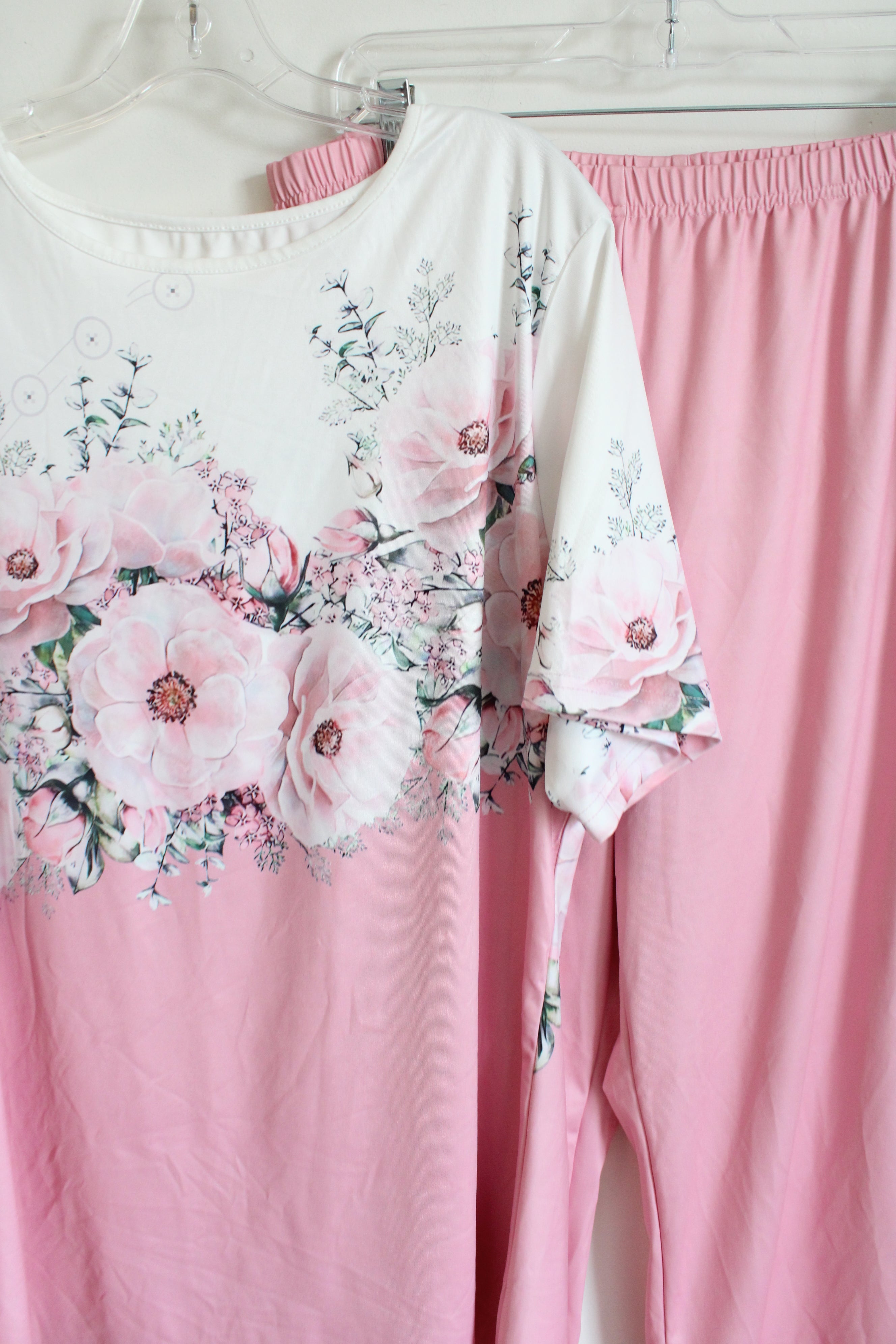 Pink & White Floral Top & Pants Set | 3XL