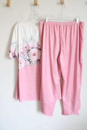 Pink & White Floral Top & Pants Set | 3XL