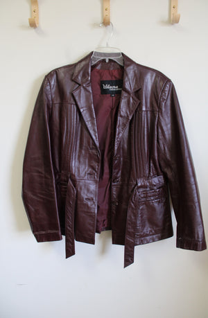 Wilsons Leather Vintage Brown/Maroon Belted Leather Jacket | 14