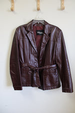 Wilsons Leather Vintage Brown/Maroon Belted Leather Jacket | 14