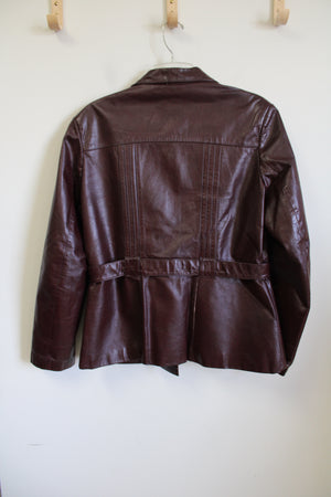 Wilsons Leather Vintage Brown/Maroon Belted Leather Jacket | 14