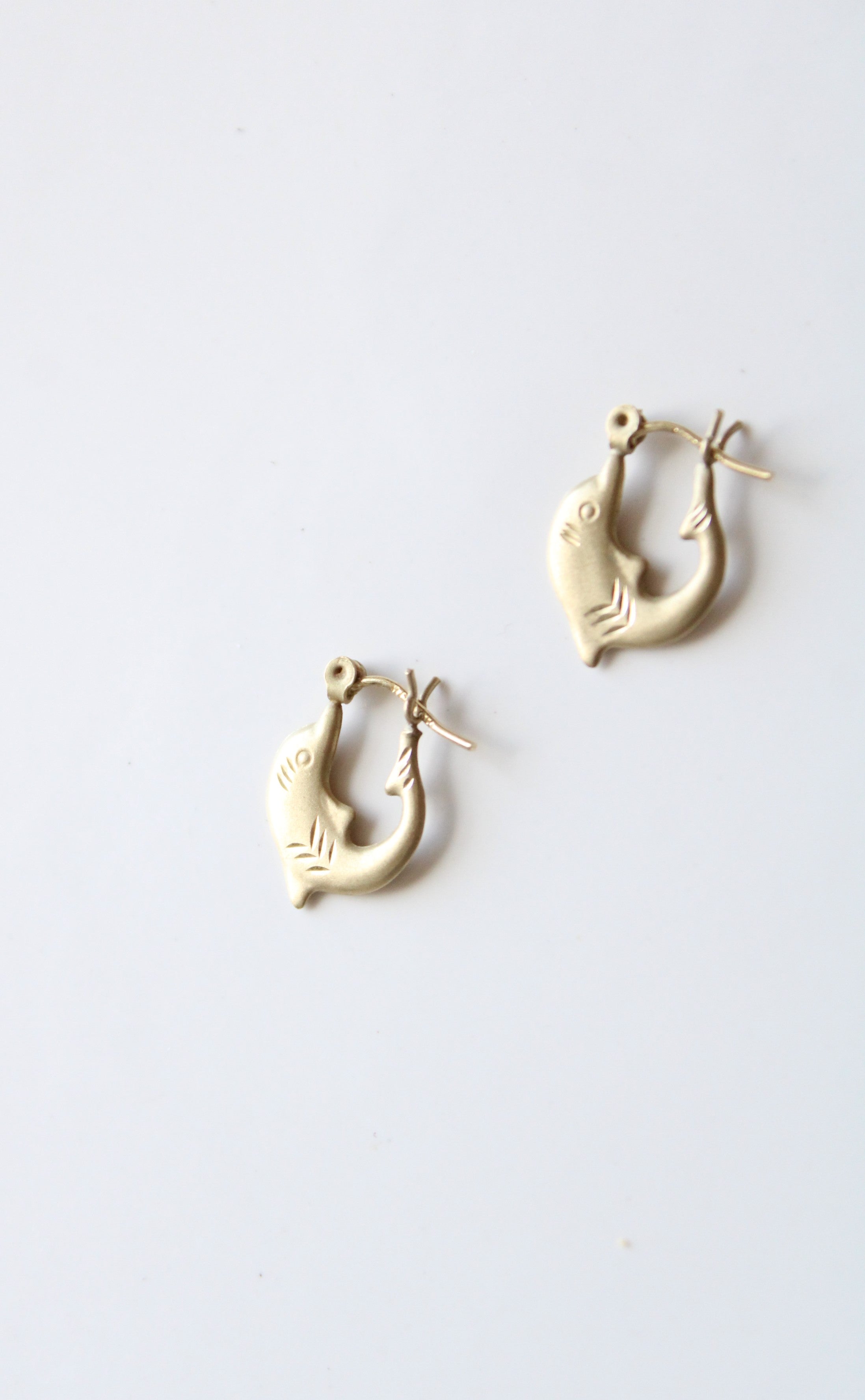 14K Yellow Gold Dolphin Mini hoop Earrings