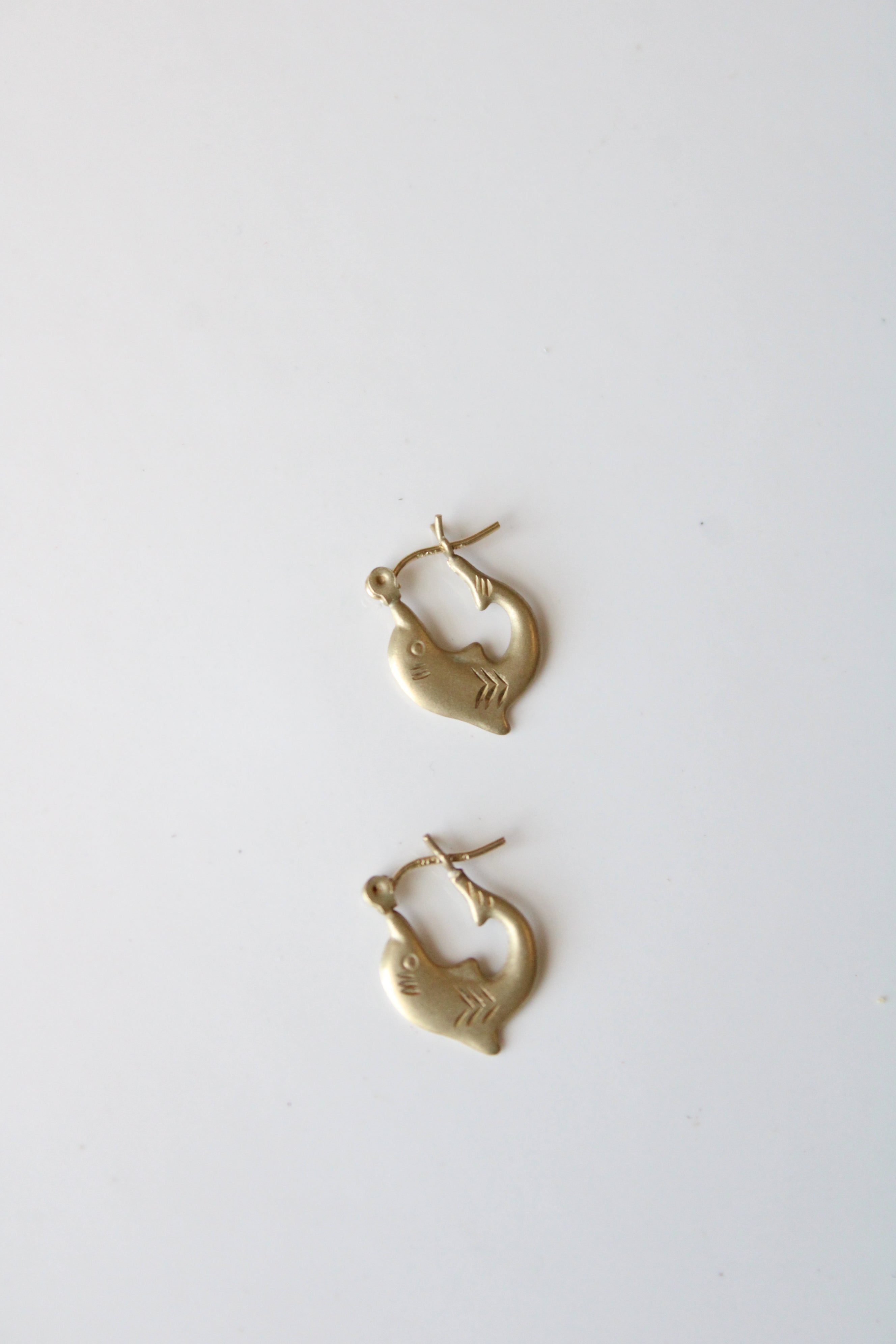 14K Yellow Gold Dolphin Mini hoop Earrings