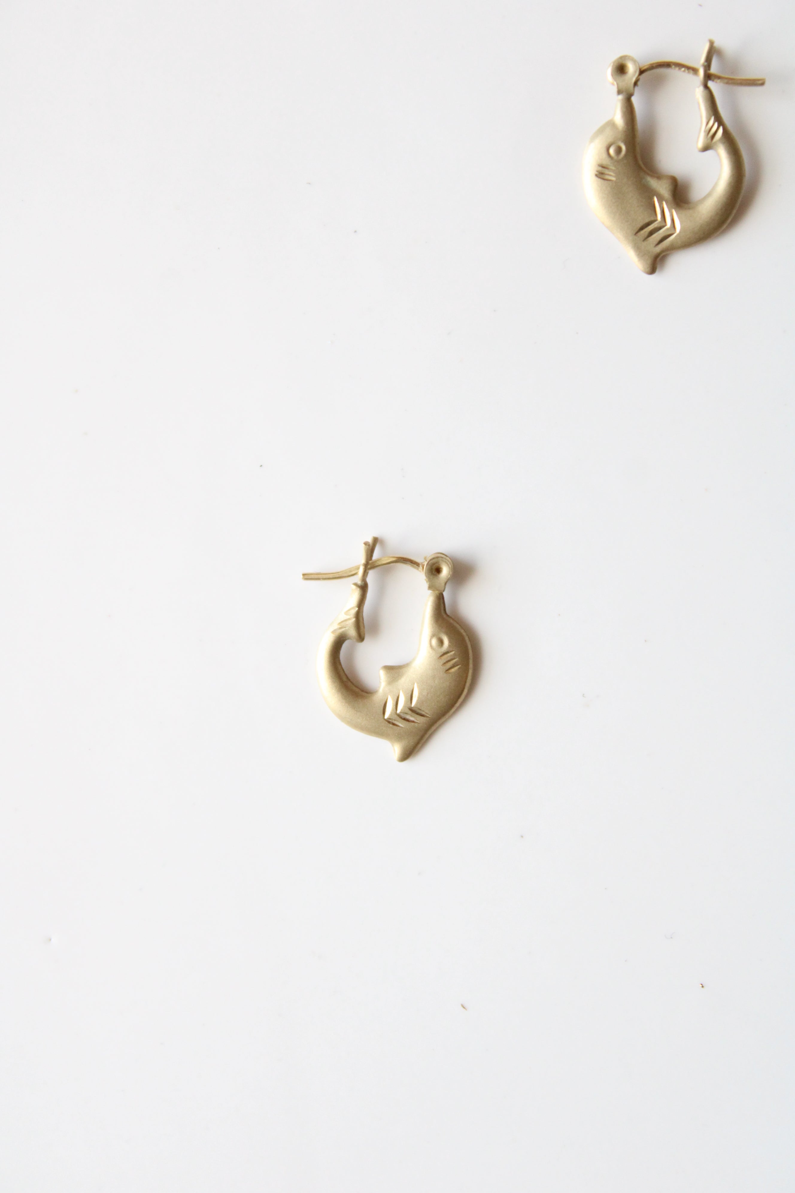 14K Yellow Gold Dolphin Mini hoop Earrings