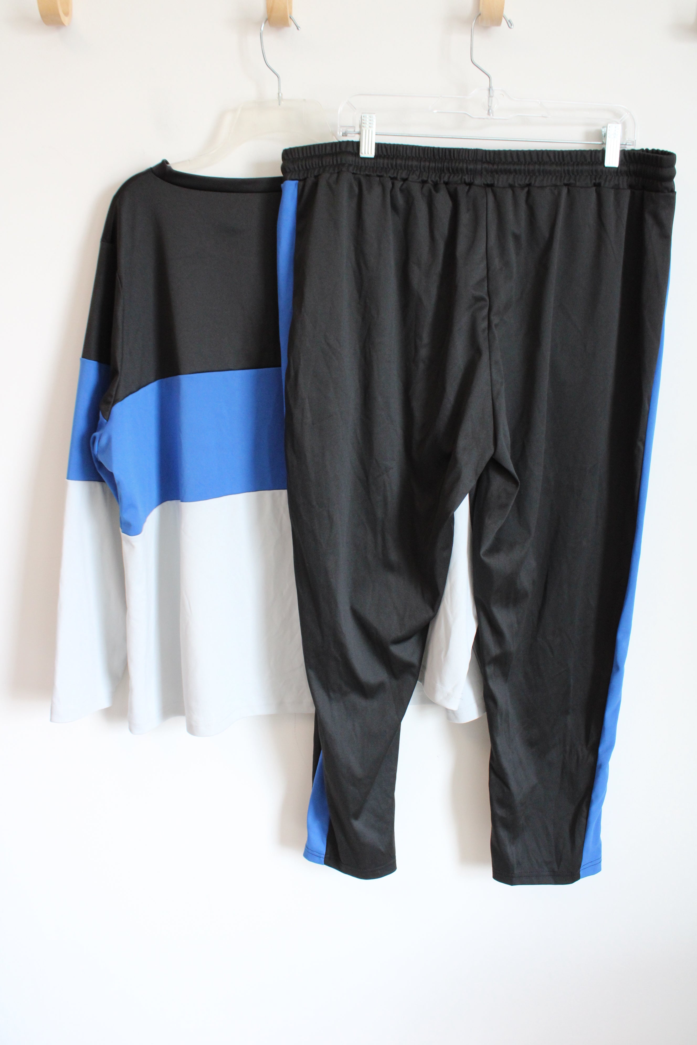 Black Blue & White Sweatshirt & Sweatpants Set | 4XL