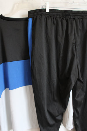 Black Blue & White Sweatshirt & Sweatpants Set | 4XL