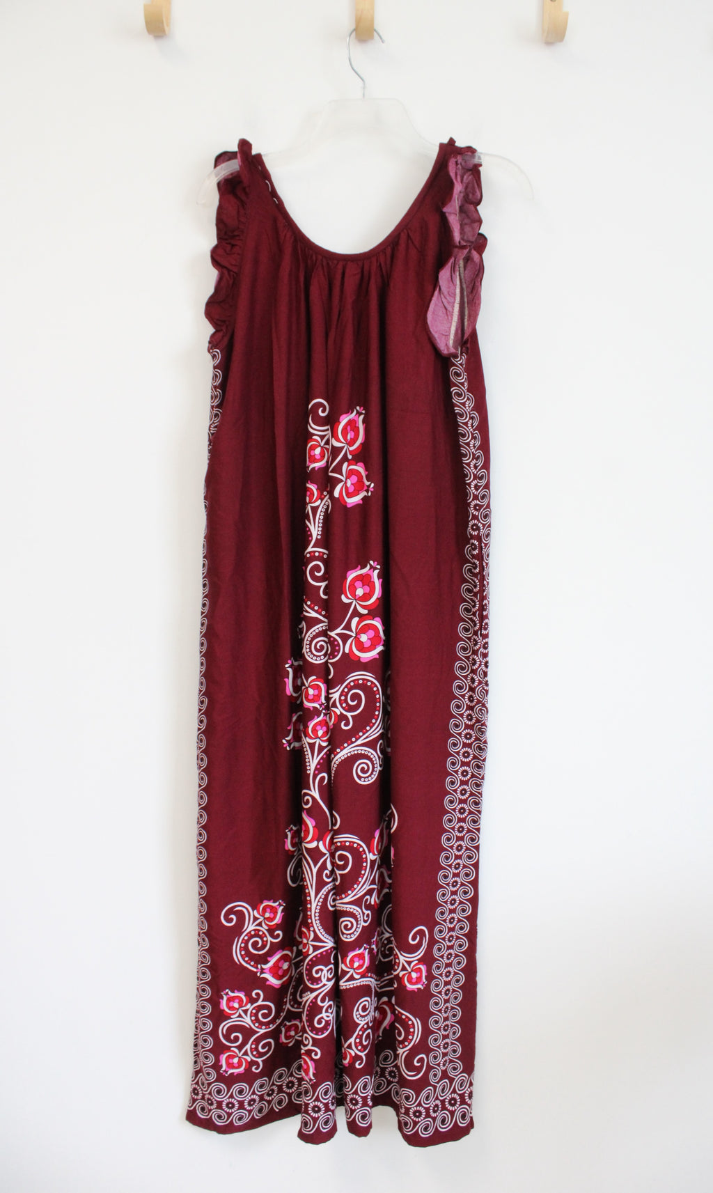 An & An Red Pink & White Patterned Maxi Dress | L