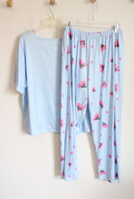 Light Blue Pink Floral & Heart Top & Pants Set | 3XL