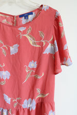 Apt. 9 Pink Blue Floral Flared Hem Top | L