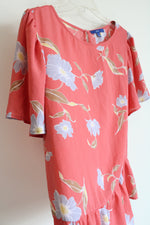 Apt. 9 Pink Blue Floral Flared Hem Top | L