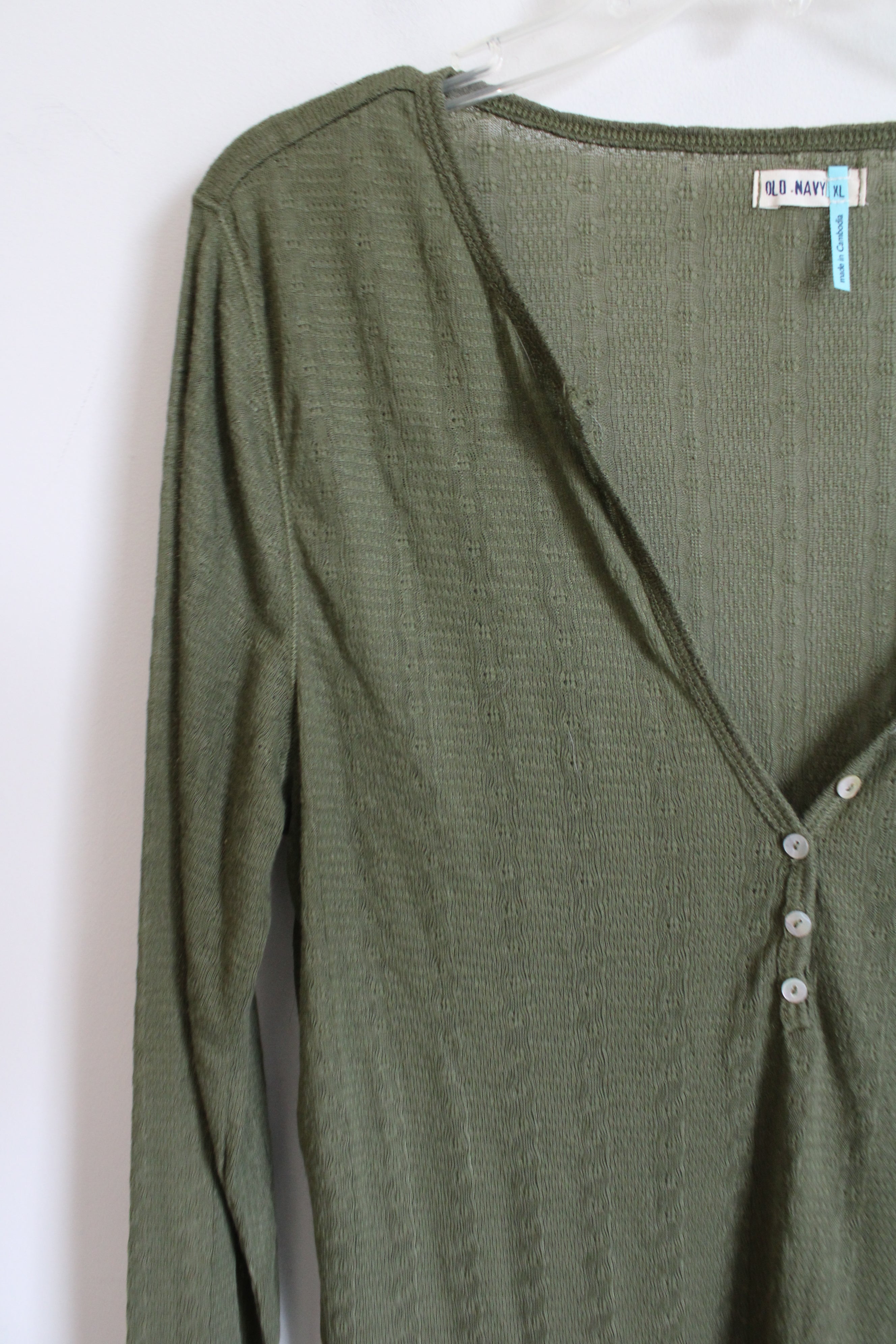 Old Navy Thin Olive Green Long Sleeved Top | XL