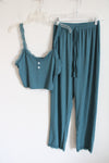 Teal Lace Detail Cami & PJ Pant Lounge Set | M