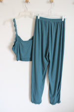 Teal Lace Detail Cami & PJ Pant Lounge Set | M