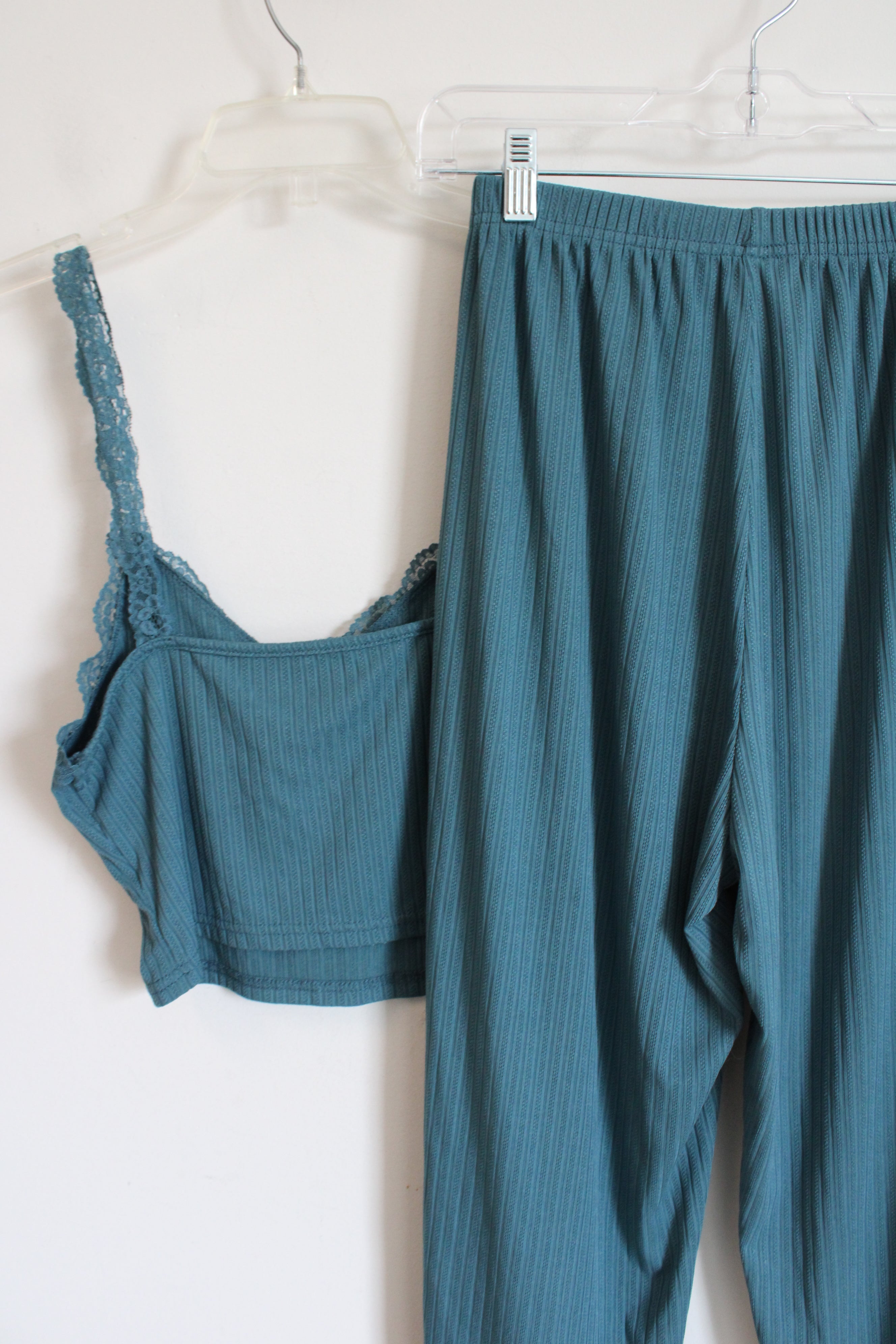 Teal Lace Detail Cami & PJ Pant Lounge Set | M