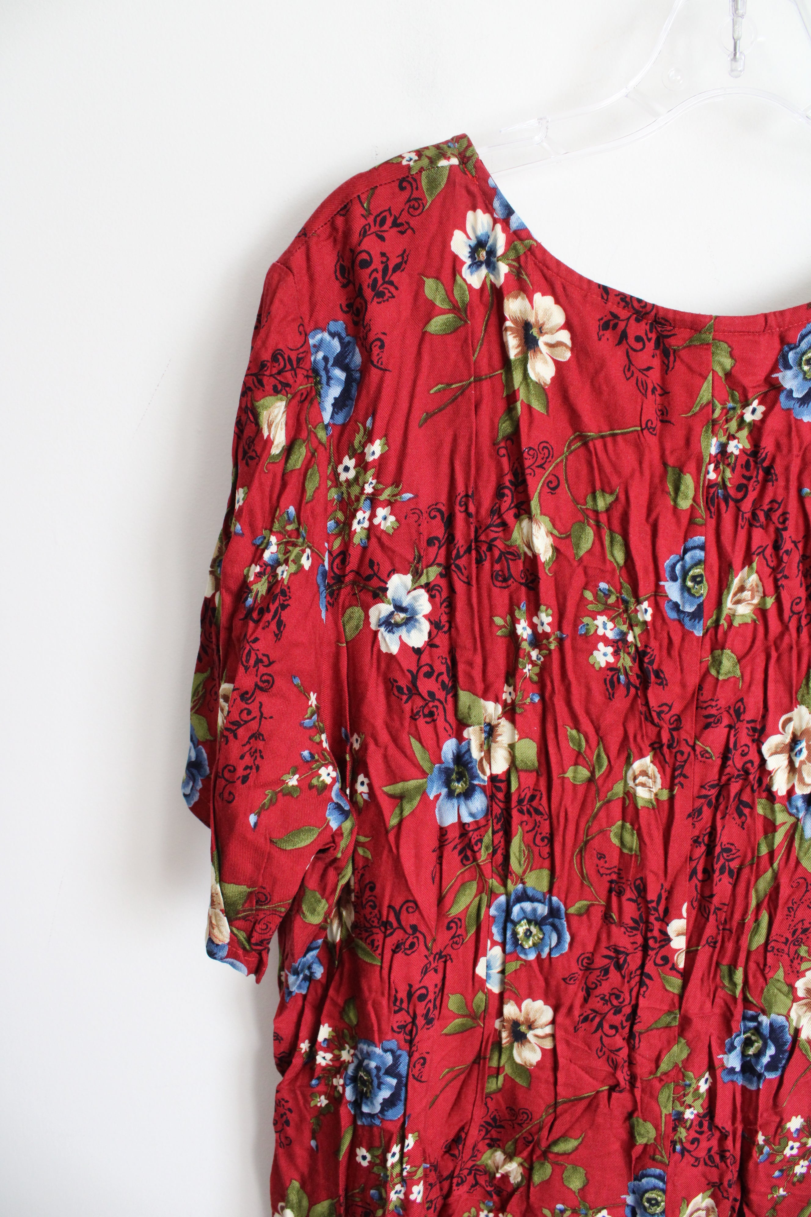 Studio Ease Vintage Red Floral Maxi Dress | 18