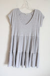 American Eagle Light Gray Ribbed Tiered Dress | S