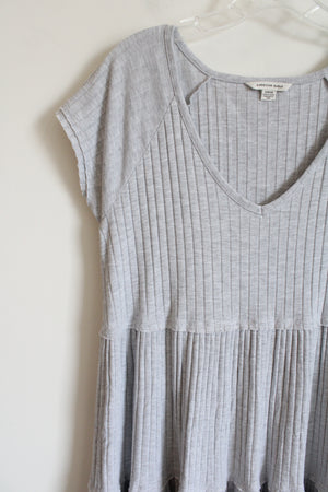 American Eagle Light Gray Ribbed Tiered Dress | S