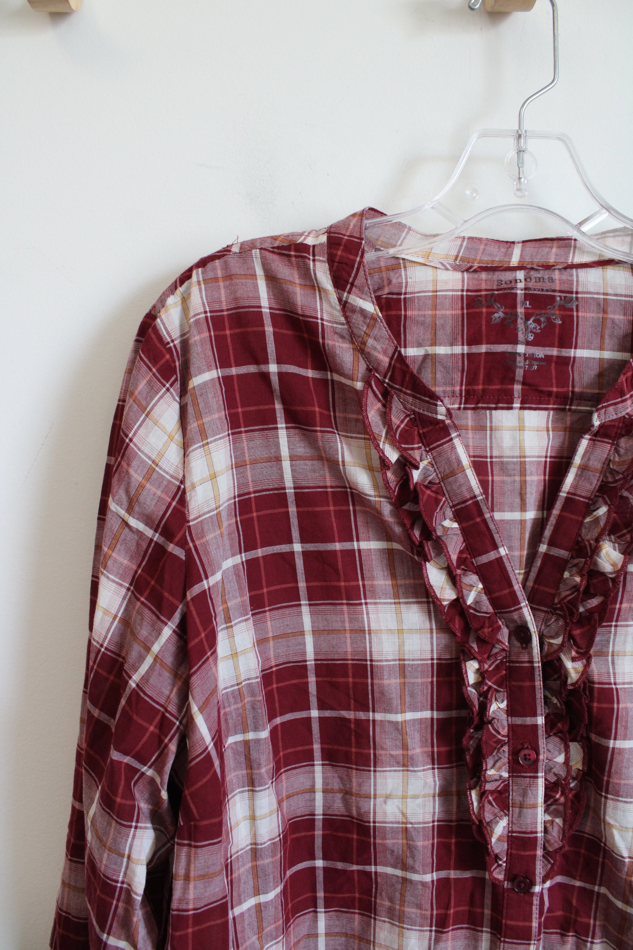 Sonoma Red Checkered Long Sleeved Top | XL