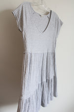 American Eagle Light Gray Ribbed Tiered Dress | S