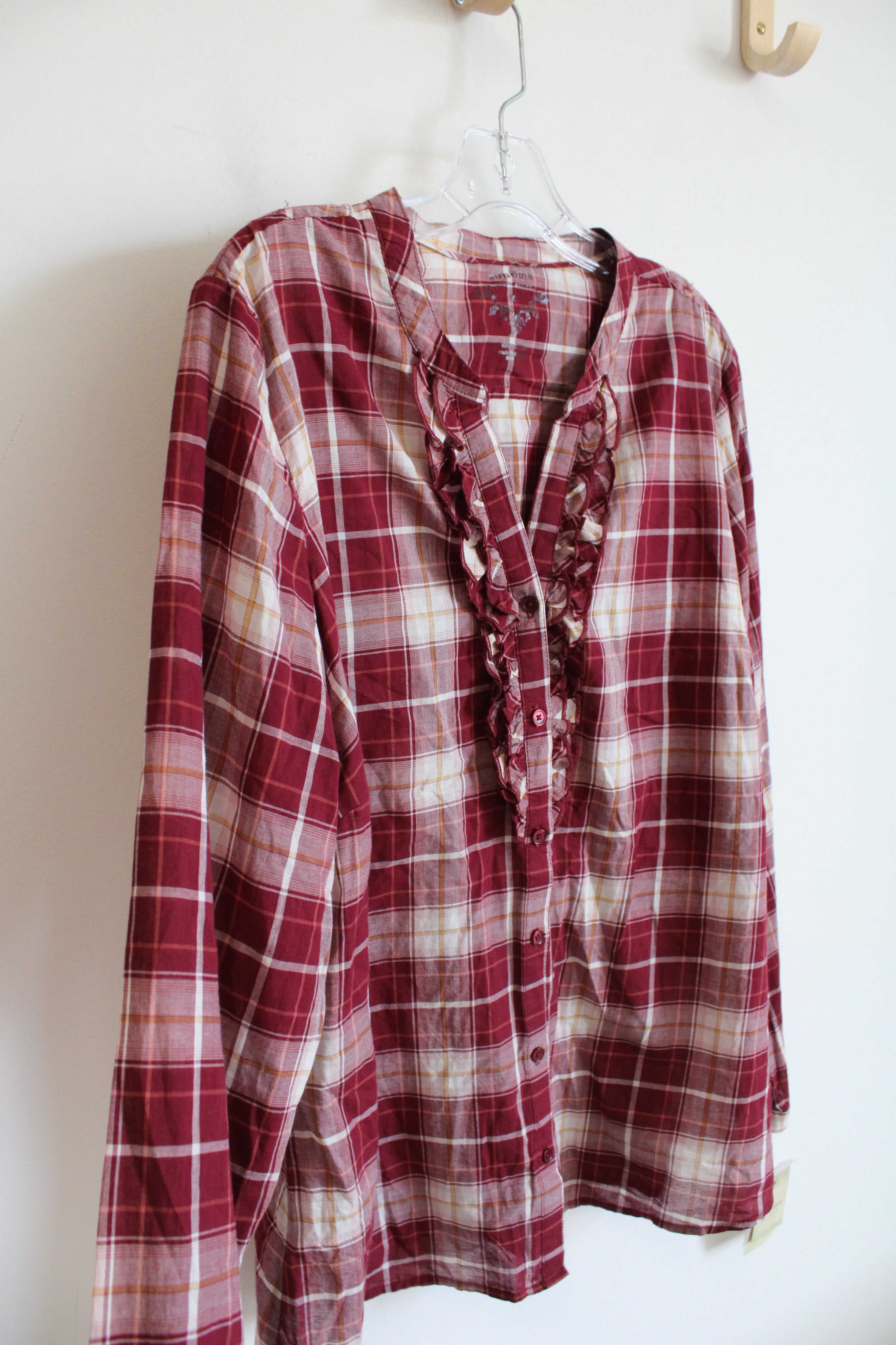 Sonoma Red Checkered Long Sleeved Top | XL