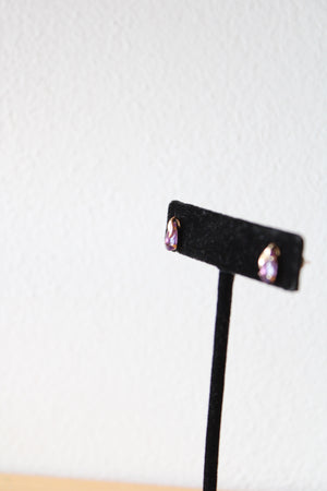 Purple Amethyst 417 Yellow Gold Teardrop Stud Earrings