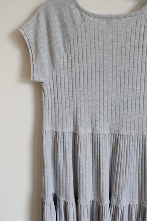 American Eagle Light Gray Ribbed Tiered Dress | S