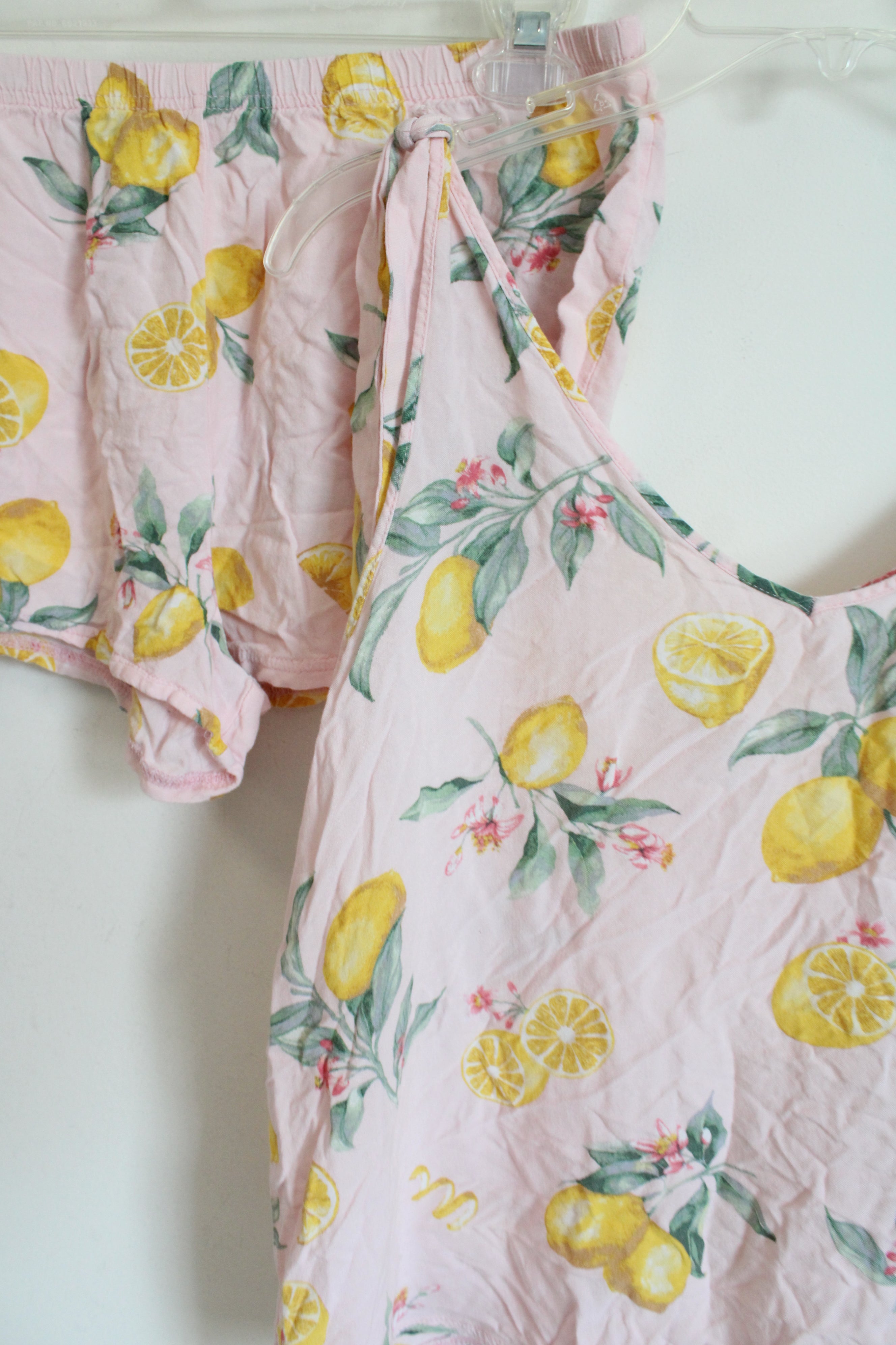 Flora Light Pink Lemon Patterned Pajama Lounge Set | M