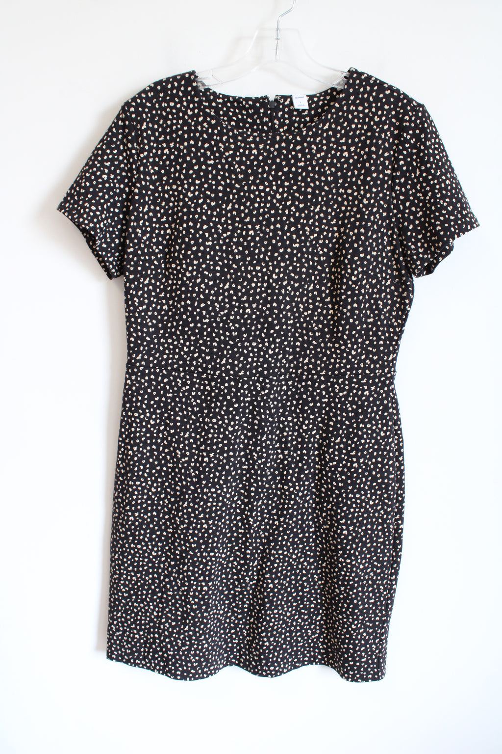 Old Navy Black Tan Cheetah Print Cotton Blend Structed Dress | L