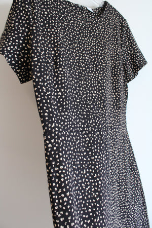 Old Navy Black Tan Cheetah Print Cotton Blend Structed Dress | L