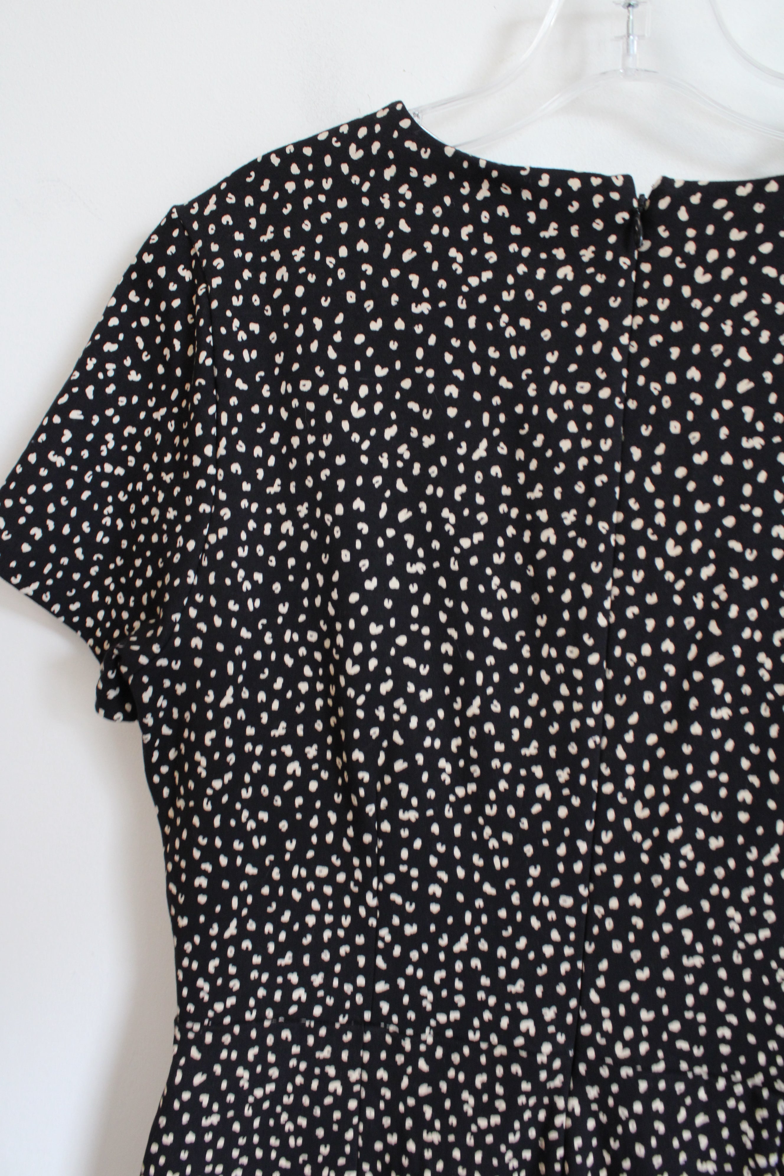 Old Navy Black Tan Cheetah Print Cotton Blend Structed Dress | L