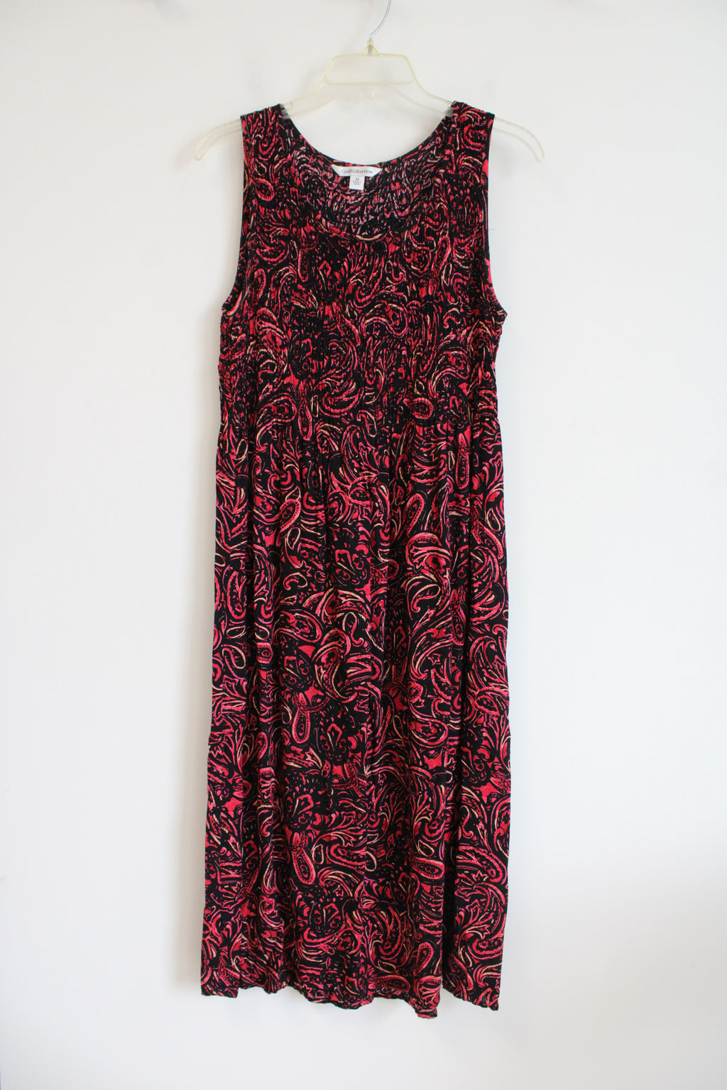 Croft & Barrow Ruched Black & Red Patterned Dress | M