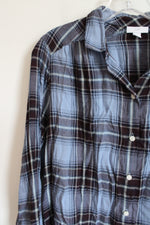 J.Jill Blue Burgundy Plaid Flannel Shirt | M