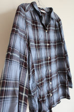 J.Jill Blue Burgundy Plaid Flannel Shirt | M