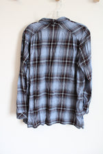 J.Jill Blue Burgundy Plaid Flannel Shirt | M