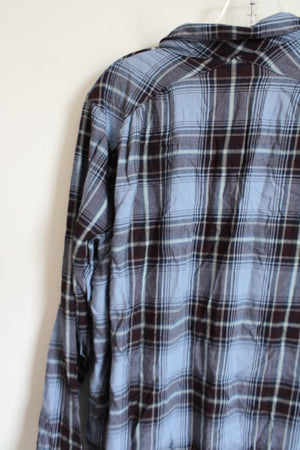 J.Jill Blue Burgundy Plaid Flannel Shirt | M