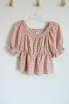 Old Navy Pink Plaid Puff Sleeve Top | S