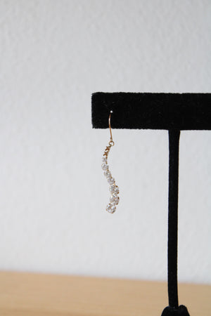 Cubic Zirconia 10K Yellow Gold Curve Dangle Earrings