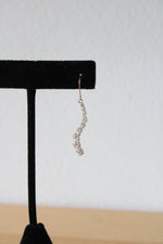 Cubic Zirconia 10K Yellow Gold Curve Dangle Earrings