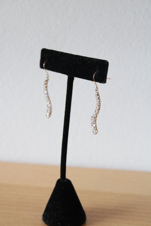 Cubic Zirconia 10K Yellow Gold Curve Dangle Earrings