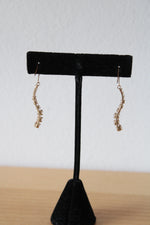 Cubic Zirconia 10K Yellow Gold Curve Dangle Earrings