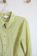 Topshop Yellow Green Long Sleeve Blouse | 8 (MED)