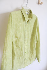Topshop Yellow Green Long Sleeve Blouse | 8 (MED)